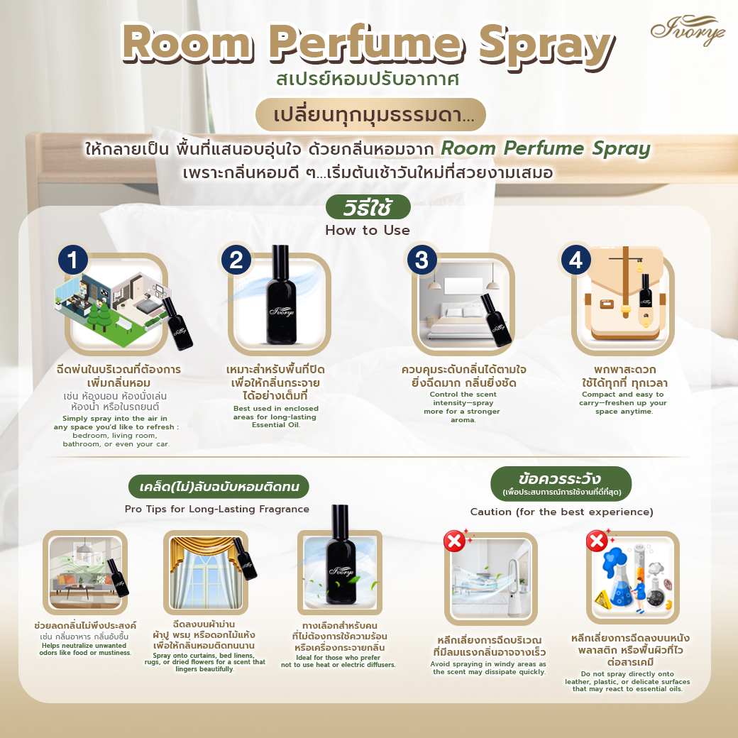 Ivorye Room Perfume Spray บรรยากาศการใช้งาน